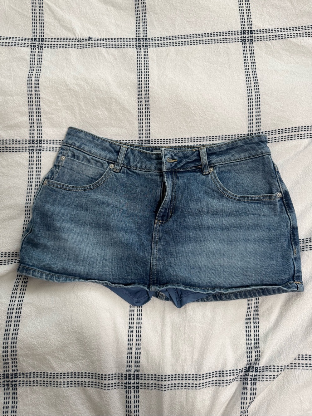 Classic Blue Denim Mini Skirt w/ Built-in Shorts